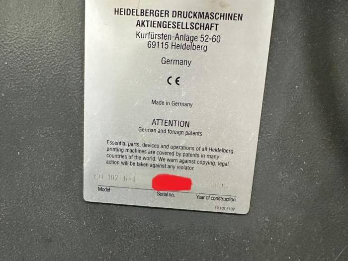 1996 Heidelberg CD 102-6 LX UV Pic 15