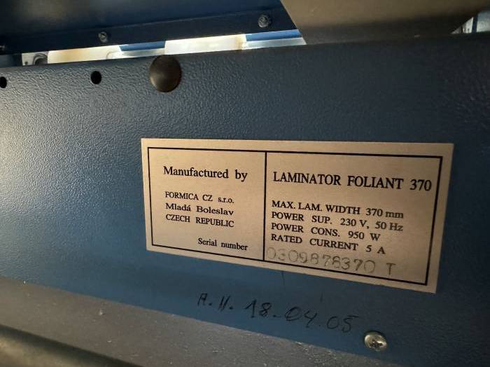 Foliant 370 T laminator Pic 2