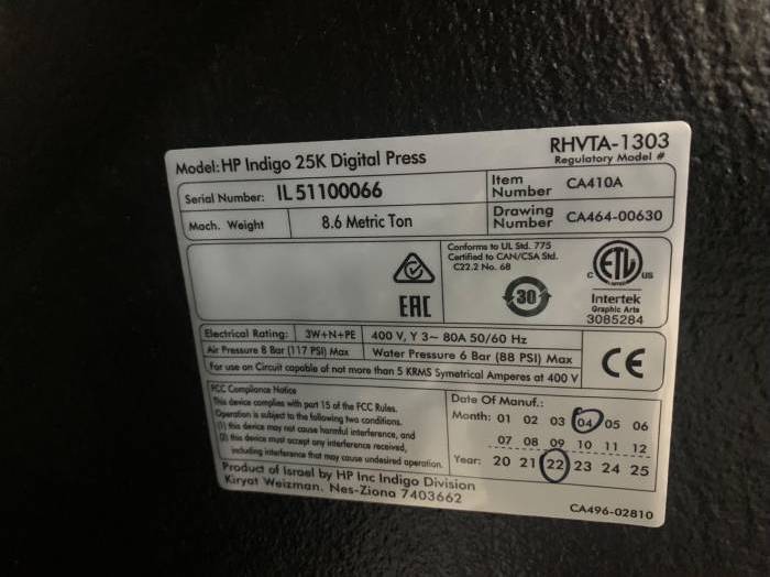 HP Indigo 25 K Pic 7