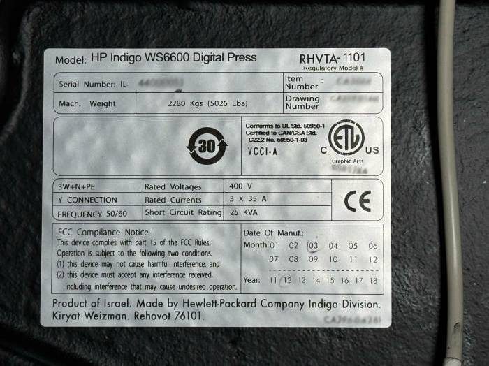 HP Indigo WS 6600 Pic 10