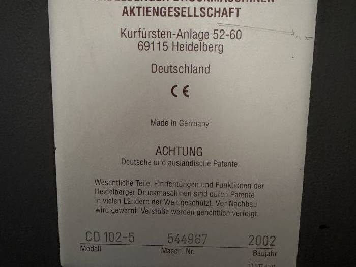 Heidelberg CD 102-5 Pic 11