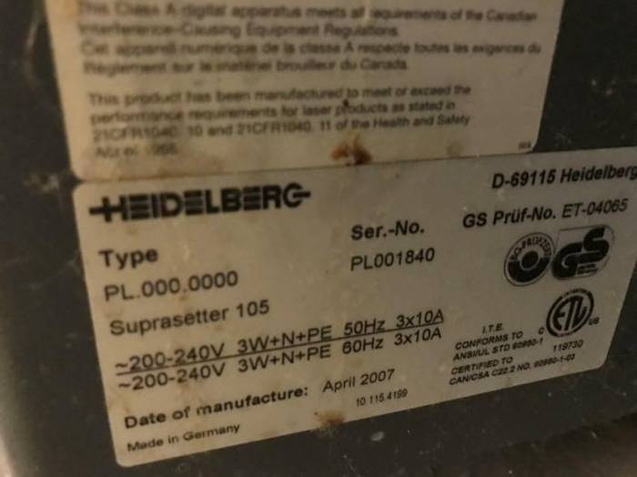 Heidelberg Suprasetter 105 H Pic 8